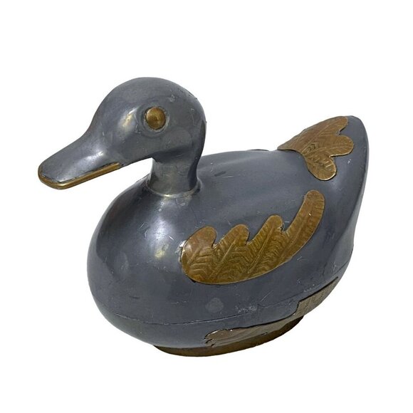 Vintage Duck Box Metal Trinket Holder 4" long - Picture 6 of 8